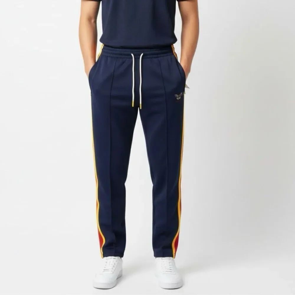 NWT Agtawh “All Good Things Are Welcome Here". men track pants, In navy with re